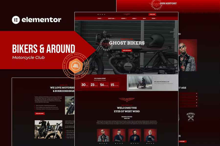 BIKERS & AROUND – MOTORCYCLE CLUB ELEMENTOR TEMPLATE KIT